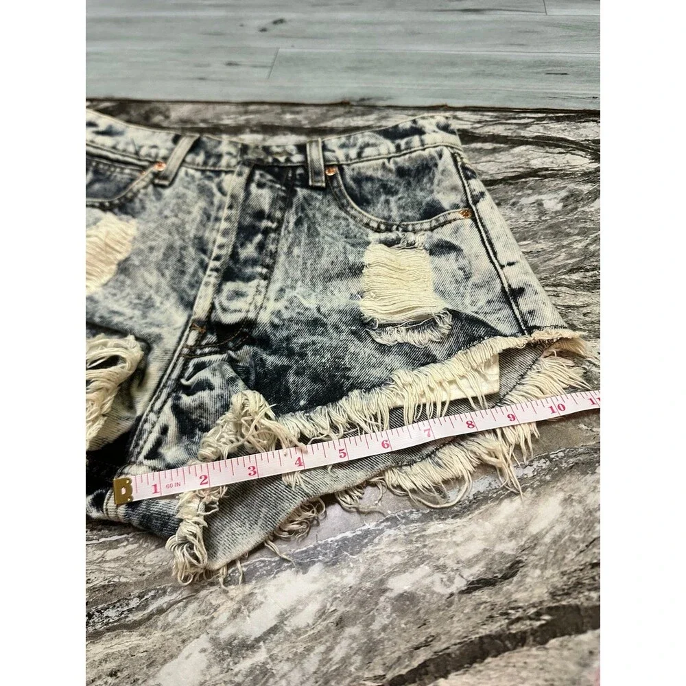 The Laundry Room Acid-Wash Distressed Jean Shorts - Black, White